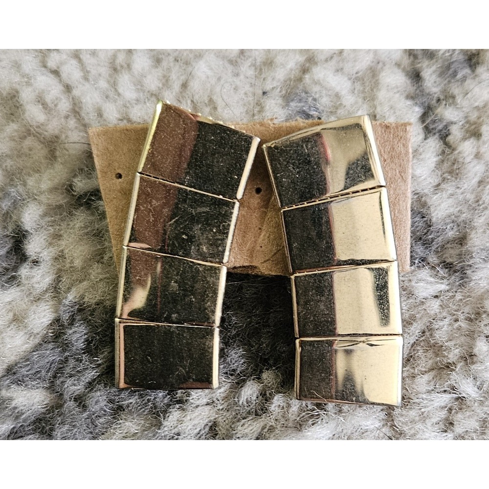 Vintage 90s Gold Tone Watchband Link Dangle Earrings